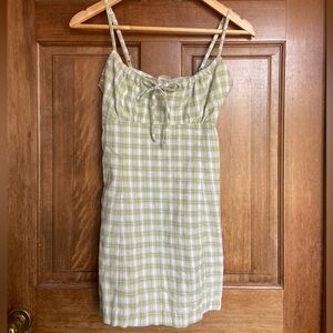 Brandy Melville Green Plaid Mini Dress